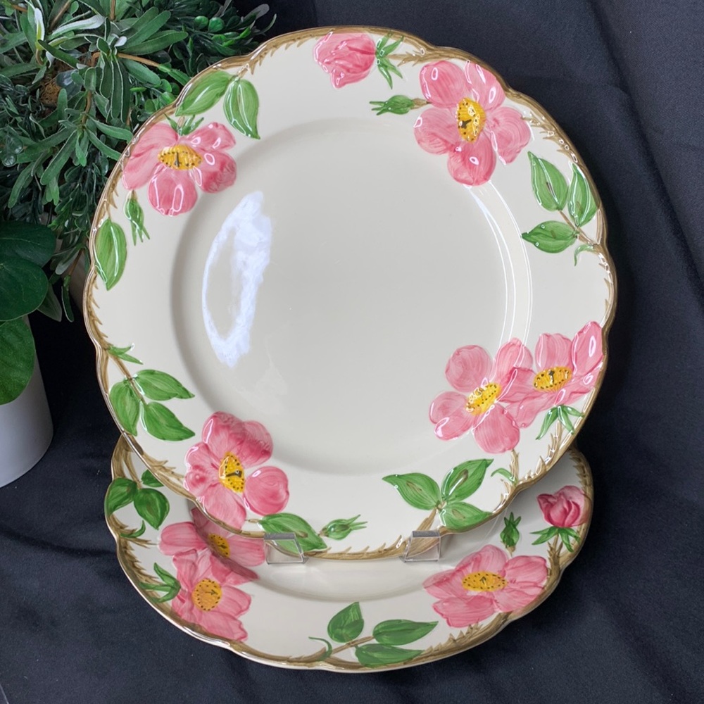 Set of 2 VTG Franciscan DESERT ROSE 10 1/2” dinner plates 1953 to 1958 design